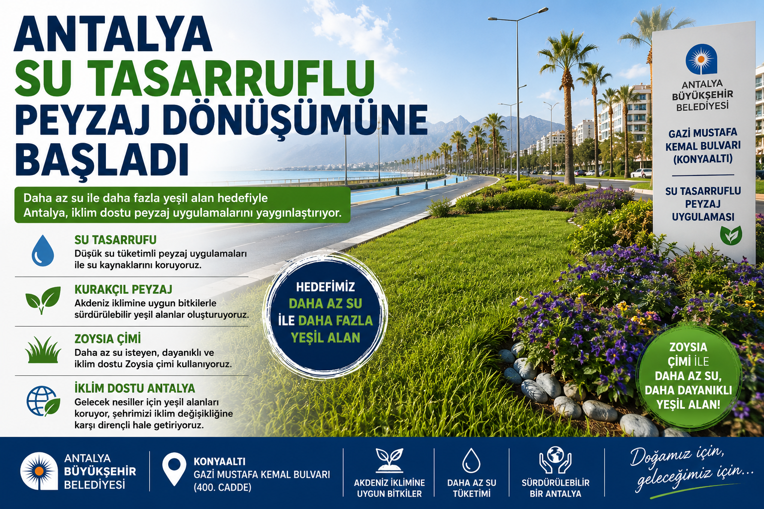 Antalya Su Tasarruflu Peyzaj Dönüşümüne Başladı
