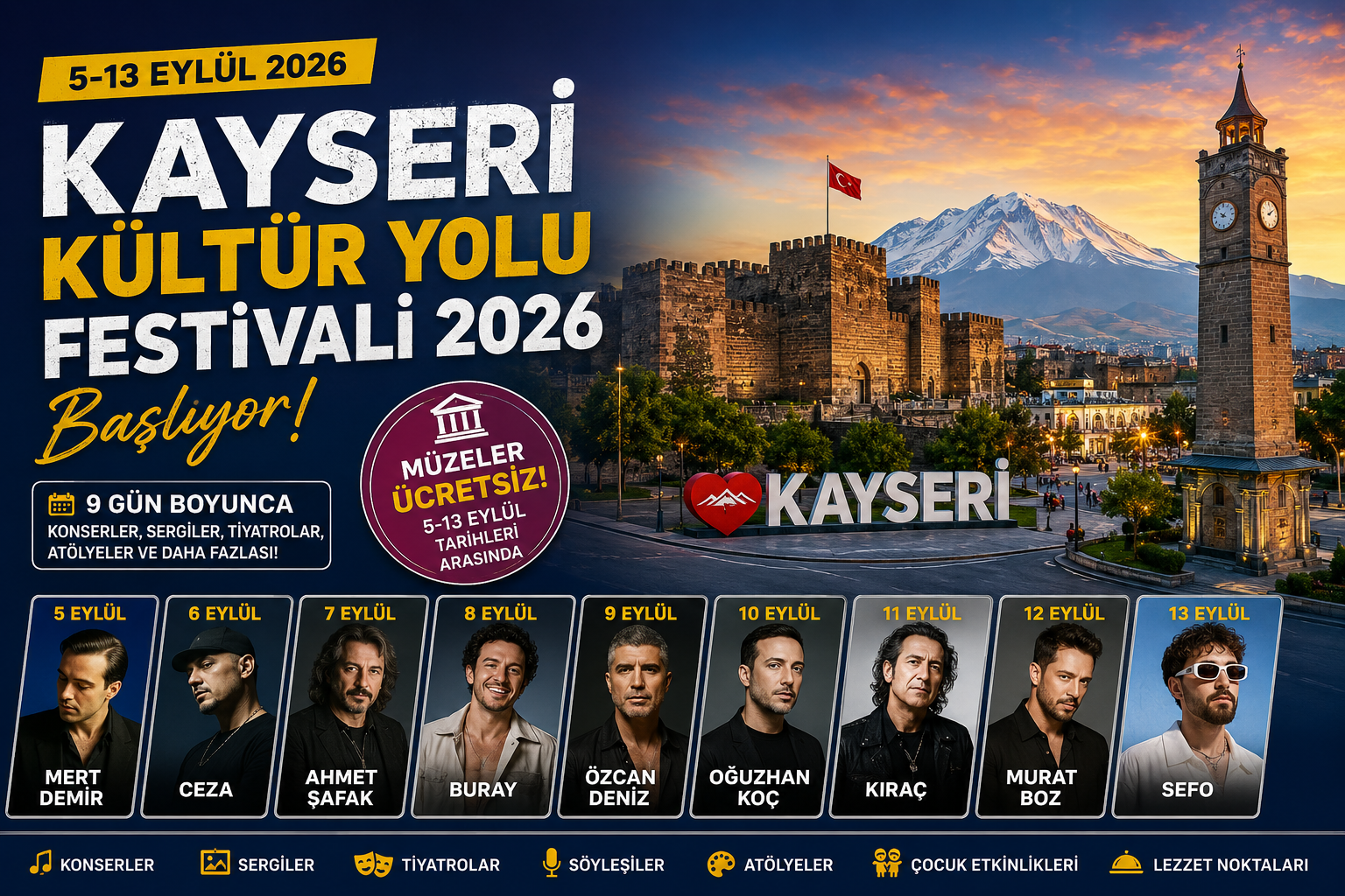 Kayseri Kültür Yolu Festivali 2026 Başlıyor: 9 Gün Boyunca Şehirde Neler Var?
